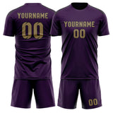 Custom Purple Light Khaki Soccer Jersey