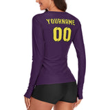 Custom Purple Light Yellow Women's Long-Sleeve Shirt