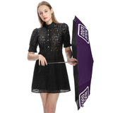 Custom Purple White Automatic Umbrella