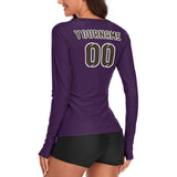 Custom Purple Brown Women's Long-Sleeve Shirt