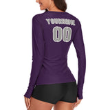 Custom Purple Gray Women's Long-Sleeve Shirt
