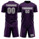 Custom Purple Gray Soccer Jersey