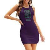 Custom Purple Green Sleeveless Vest Dress