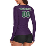Custom Purple Green Women's Long-Sleeve Shirt