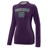 Custom Purple Green Women's Long-Sleeve Shirt