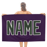 Custom Purple Dark Green Beach Towel