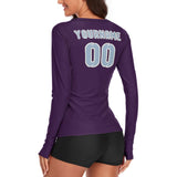 Custom Purple Light Blue Women's Long-Sleeve Shirt