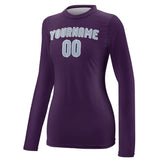 Custom Purple Light Blue Women's Long-Sleeve Shirt