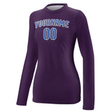 Custom Purple Sky Blue Women's Long-Sleeve Shirt