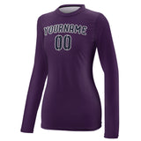 Custom Purple Navy Women's Long-Sleeve Shirt