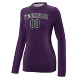 Custom Purple Black Women's Long-Sleeve Shirt