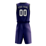 Custom Purple White Basketball Set