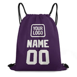 Custom Purple White Drawstring Bag