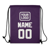 Custom Purple White Drawstring Bag