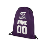 Custom Purple White Drawstring Bag