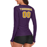 Custom Purple Yellow Women's Long-Sleeve Shirt