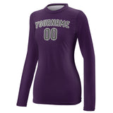 Custom Purple Dark Grey Women's Long-Sleeve Shirt