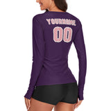 Custom Purple Light Pink Women's Long-Sleeve Shirt