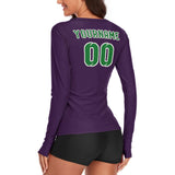 Custom Purple Emerald Green Women's Long-Sleeve Shirt
