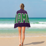 Custom Purple Emerald Green Beach Towel