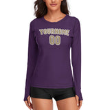 Custom Purple Light Khaki Women's Long-Sleeve Shirt