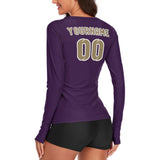 Custom Purple Light Khaki Women's Long-Sleeve Shirt