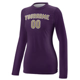 Custom Purple Light Khaki Women's Long-Sleeve Shirt