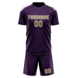 Custom Purple Light Khaki Soccer Jersey