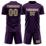 Custom Purple Light Khaki Soccer Jersey