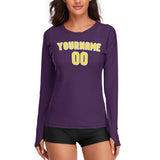 Custom Purple Light Yellow Women's Long-Sleeve Shirt