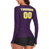 Custom Purple Light Yellow Women's Long-Sleeve Shirt