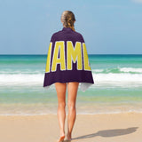 Custom Purple Light Yellow Beach Towel