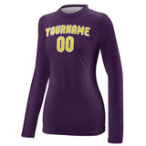 Custom Purple Light Yellow Women's Long-Sleeve Shirt