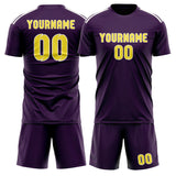 Custom Purple Light Yellow Soccer Jersey