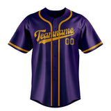 Custom Purple & Yellow Colors Design Sports Baseball Jersey