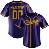 Custom Purple & Yellow Colors Design Sports Baseball Jersey
