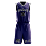 Custom Purple Dark Grey Basketball Set