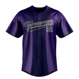 Custom Purple & Dark Grey Colors Design Sports Baseball Jersey