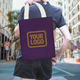 Custom Purple Light Khaki Canvas Tote Bag