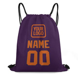 Custom Purple Orange Drawstring Bag