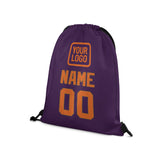 Custom Purple Orange Drawstring Bag