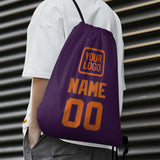 Custom Purple Orange Drawstring Bag