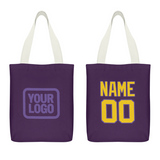 Custom Purple Gold Canvas Tote Bag
