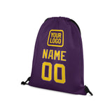 Custom Purple Gold Drawstring Bag