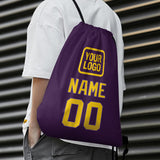 Custom Purple Gold Drawstring Bag