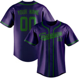 Custom Purple & Emerald Green Colors Design Sports Baseball Jersey