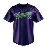 Custom Purple & Emerald Green Colors Design Sports Baseball Jersey