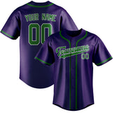 Custom Purple & Emerald Green Colors Design Sports Baseball Jersey