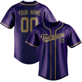 Custom Purple & Light Khaki Colors Design Sports Baseball Jersey