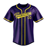 Custom Purple & Light Yellow Colors Design Sports Baseball Jersey
